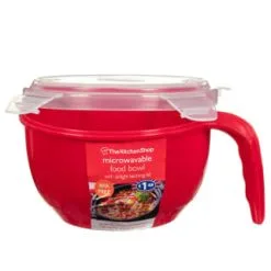 B&M Microwavable Food Bowl With Handle -ComfyZone Shop 304743 Microwavable Food Bowl with Handle red1