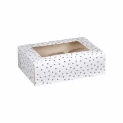 Curtains & Poles Shop -ComfyZone Shop 320783 4pk cupcake boxes holds 6 silver spot 3