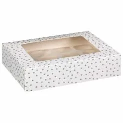 Curtains & Poles Shop -ComfyZone Shop 320784 4pk cupcake boxes holds 12 silver spot 2