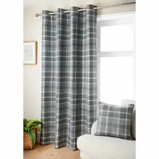 B&M Oakland Traditional Woven Grey Check Curtains 66 X 90" 1 B&M Oakland Traditional Woven Grey Check Curtains 66 X 90"