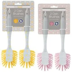 B&M Dish Brushes 2pk - Blush -ComfyZone Shop 345628 2 printed dish brushes group
