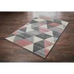 B&M Blush Geo Rug 100 X 150cm