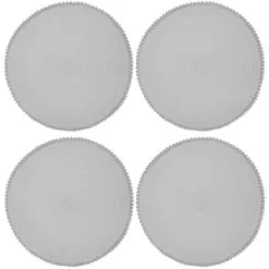 B&M Grey Round Pom Pom Placemats 4pk -ComfyZone Shop 355688 pom pom placemats grey 3