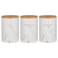 B&M Marble Effect Kitchen Canisters 3pc -ComfyZone Shop 356820 storage canisters marble effect tea coffee sugar