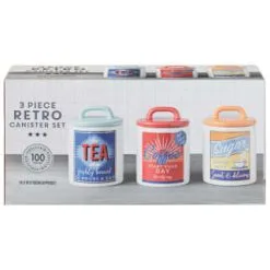 B&M Retro Canister Set 3pc -ComfyZone Shop 356953 storage canisters retro tea coffee sugar main