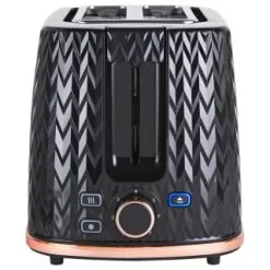 Goodmans Textured 2 Slice Toaster - Black & Rose Gold -ComfyZone Shop 358961 goodmans textured toaster black rose gold