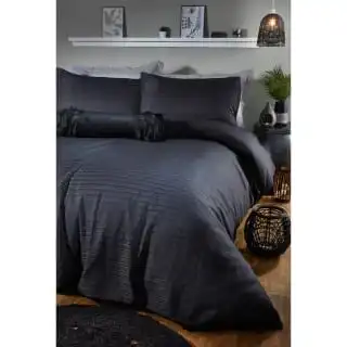 B&M Luna Waffle King Duvet Set - Black 2 B&M Luna Waffle King Duvet Set - Black - Image 2