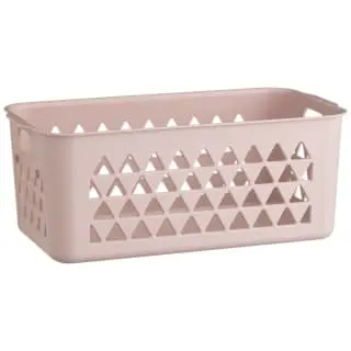 B&M Medium Triangle Cut Out Plastic Storage Basket - Blush 1 B&M Medium Triangle Cut Out Plastic Storage Basket - Blush