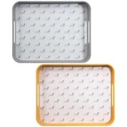 B&M Sausage Dog Bamboo Tray With Handles - Ochre -ComfyZone Shop 369483 sausage dog printed bamboo tray with handles ochre