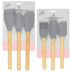 B&M Betty Winters Silicone Utensils 3pk - Grey -ComfyZone Shop 369972 3pk betty winters silicone utensils grey main