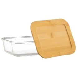 B&M Rectangular Glass Food Containers With Bamboo Lids 2pk -ComfyZone Shop 376824 2pk regular glass food containers