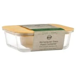 B&M Rectangular Glass Food Container With Bamboo Lid -ComfyZone Shop 378623 regular glass food container 3