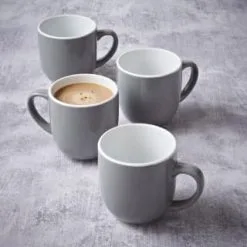 Simply Everyday Gloss Mugs 4pk - Grey -ComfyZone Shop 380120 4pk simply everyday mugs grey