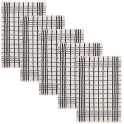 B&M Essentials Check Tea Towels - Black 5pk -ComfyZone Shop 380235 5pk check tea towels black 2