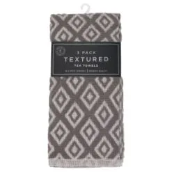 B&M Grey Textured Tea Towels 3pk