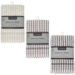B&M Grey Check Tea Towels 3pk -ComfyZone Shop 380305 380307 380309 3pk check tea towels main