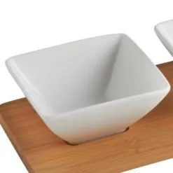 B&M Set Of 3 Serving Bowls With Bamboo Tray - Square -ComfyZone Shop 380368 3pk serving boards with bamboo tray square 2