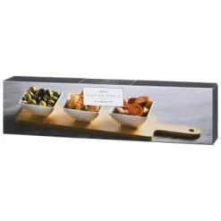 B&M Set Of 3 Serving Bowls With Bamboo Tray - Square -ComfyZone Shop 380368 3pk serving boards with bamboo tray square 3
