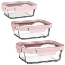 B&M Pink Glass Food Container - Large -ComfyZone Shop 380659 380660 380661 glass food container pink large 2