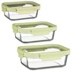 B&M Green Glass Food Container - Large -ComfyZone Shop 380662 380663 380664 glass food container green medium 2