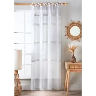 Home & Co Willow Lace Tie Top Voile 55 X 90" - White 1 Home & Co Willow Lace Tie Top Voile 55 X 90" - White