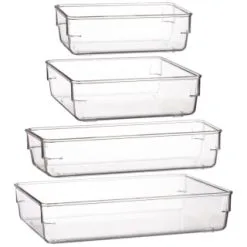 Home Essentials Clear Organiser Plastic Tray - Large -ComfyZone Shop 384976 384977 384978 384984 clear organiser tray group 1