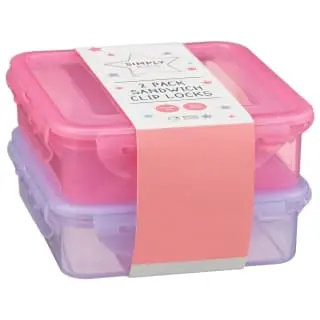 Simply Kids Sandwich Clip Lock Lunchbox 2pk - Pink & Purple 1 Simply Kids Sandwich Clip Lock Lunchbox 2pk - Pink & Purple