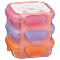 Simply Kids Clip Lock Tubs 3pk - Pink & Purple