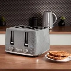Goodmans Textured 4 Slice Toaster - Grey -ComfyZone Shop 386707 goodmans textured 4 slice toaster grey