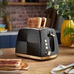 Russell Hobbs Groove Toaster - Black & Gold