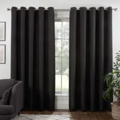 B&M Colorado Hopsack Fully Lined Black Eyelet Curtains 66 X 72"