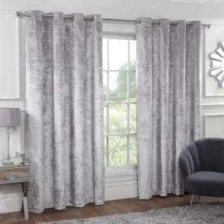 B&M Versailles Silver Crushed Velvet Fully Lined Curtains 66 X 90" 1 B&M Versailles Silver Crushed Velvet Fully Lined Curtains 66 X 90"