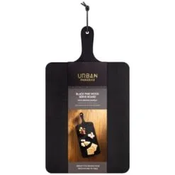 B&M Urban Paradise Black Pine Wood Serve Board