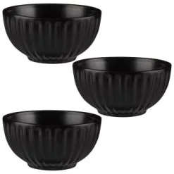 B&M Set Of 3 Ribbed Dip Bowls 3pk - Black