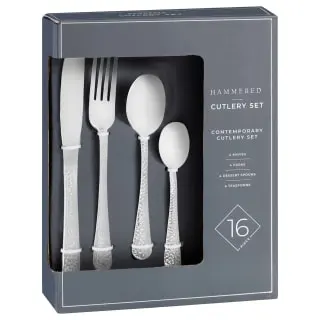 B&M Cambridge Hammered Cutlery Set 16pc 2 B&M Cambridge Hammered Cutlery Set 16pc - Image 2
