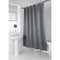 B&M Mono Jacquard Shower Curtain - Grey