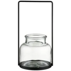 B&M Glass Lantern With Black Frame