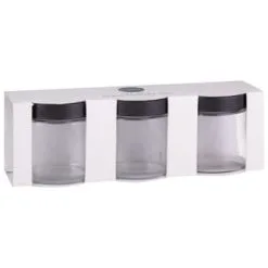 Simply Everyday Set Of 3 Jars With Black Lids