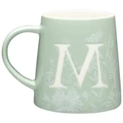 B&M Floral Alphabet Mug (Assorted) -ComfyZone Shop 394397 floral alphabet mug green m