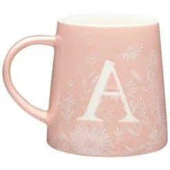 B&M Floral Alphabet Mug (Assorted) -ComfyZone Shop 394397 floral alphabet mug pink a