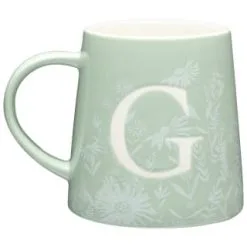 B&M Floral Alphabet Mug (Assorted) -ComfyZone Shop 394402 floral alphapet mug green g