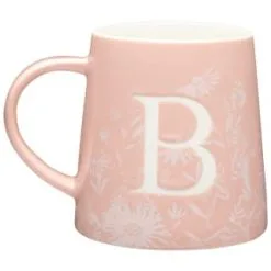 B&M Floral Alphabet Mug (Assorted) -ComfyZone Shop 394402 floral alphapet mug pink b