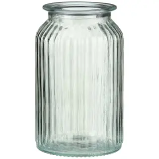 B&M Large Ribbed Glass Jar With Wooden Lid 3 B&M Large Ribbed Glass Jar With Wooden Lid - Image 3
