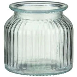 B&M Small Ribbed Glass Jar With Wooden Lid -ComfyZone Shop 394427 ribbed glass jar with wooden lid small 3