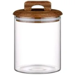 B&M Small Glass Jar With Acacia Wood Lid