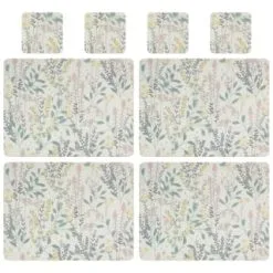 B&M Floral Placemat & Coaster Set 8pc