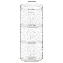 B&M Printed Glass Stackable Storage Jars 3pc - White -ComfyZone Shop 396484 3pk printed glass stackable storage jars white 4