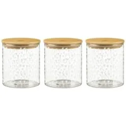 B&M Printed Glass Bamboo Storage Jars 3pc -ComfyZone Shop 396485 3pk printed glass bamboo storage jars 2