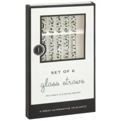 B&M Set Of 6 Glass Drinking Straws - Dots