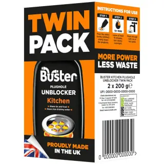 B&M Buster Twin Pack Kitchen Plughole Unblocker 2 X 200g 1 B&M Buster Twin Pack Kitchen Plughole Unblocker 2 X 200g